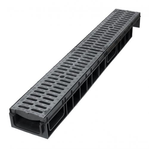 Лоток Ecoteck MEDIUM 100.65 h85 с решеткой пластиковой, кл. C250 (металлик) - ТЛК Галеон | Надежный партнер в области каменной продукции и решений для благоустройства городских пространств.