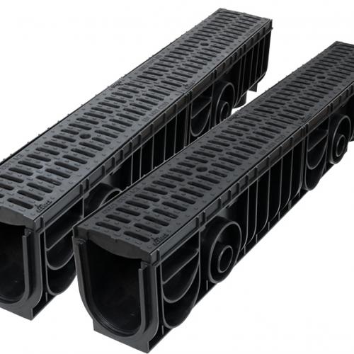 Лоток Ecoteck MEDIUM 100.125 h145 с решеткой пластиковой, кл. C250 (металлик) - ТЛК Галеон | Надежный партнер в области каменной продукции и решений для благоустройства городских пространств.