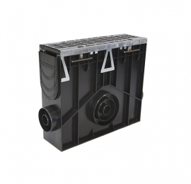 Пескоуловитель 100 h415 пластиковый в сборе с решеткой чугунной щелевой 100 HEAVY Е-600 тип М - ТЛК Галеон | Надежный партнер в области каменной продукции и решений для благоустройства городских пространств.