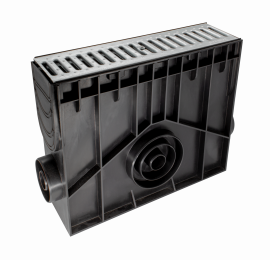 Пескоуловитель 100 h419 пластиковый в сборе с решеткой 100 стальной оцинкованной с отверстиями, кл. А15 (черный) - ТЛК Галеон | Надежный партнер в области каменной продукции и решений для благоустройства городских пространств.