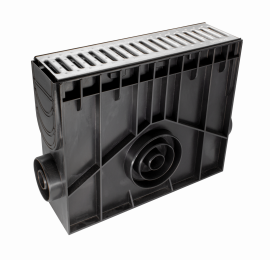 Пескоуловитель 100 h419 пластиковый в сборе с решеткой 100 стальной оцинкованной без отверстий, кл. А15 (черный) - ТЛК Галеон | Надежный партнер в области каменной продукции и решений для благоустройства городских пространств.