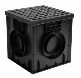 Дождеприемник пластиковый 300х300 в сборе с решеткой чугунной, кл. C250 (черный) - ТЛК Галеон | Надежный партнер в области каменной продукции и решений для благоустройства городских пространств.