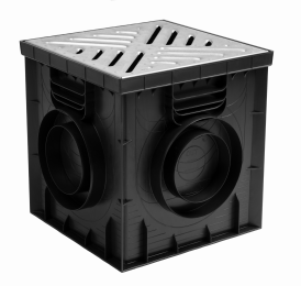 Дождеприемник пластиковый 300х300 в сборе с решеткой стальной, кл. А15 (черный) - ТЛК Галеон | Надежный партнер в области каменной продукции и решений для благоустройства городских пространств.