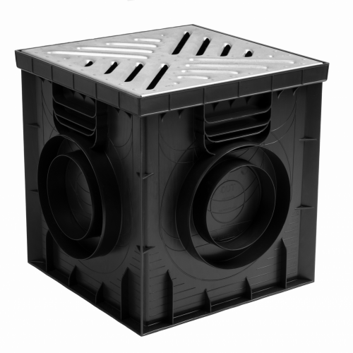 Дождеприемник пластиковый 300х300 в сборе с решеткой стальной, кл. А15 (черный) - ТЛК Галеон | Надежный партнер в области каменной продукции и решений для благоустройства городских пространств.