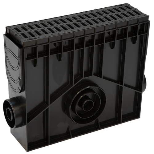 Пескоуловитель 100h435 пластиковый в сборе с решеткой 100 C250 полиамидной (черный) - ТЛК Галеон | Надежный партнер в области каменной продукции и решений для благоустройства городских пространств.